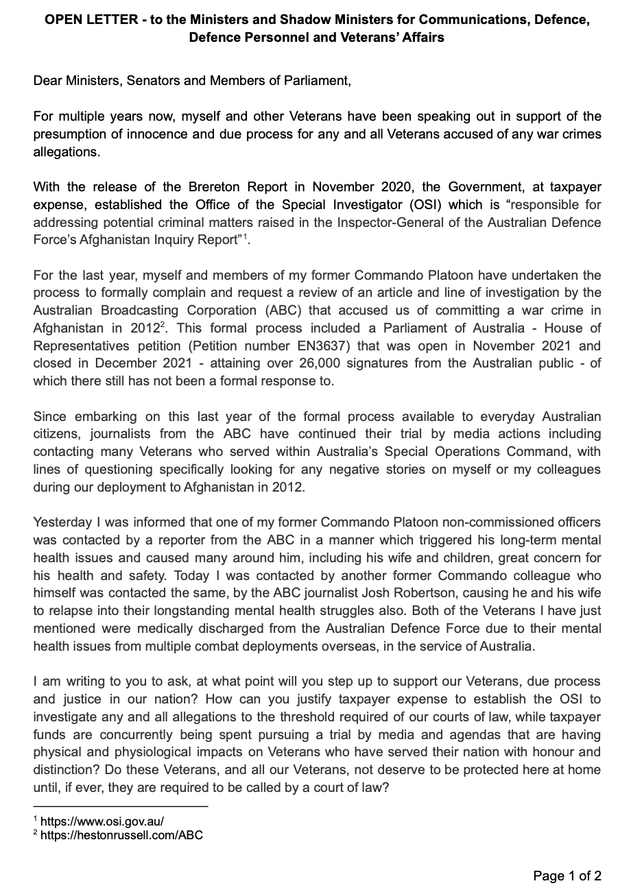 Open letter 1