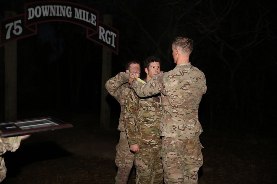 2015 - Fort Benning - Medal and award presentation at 75th Ranger Regiment - after completing the 'Downing Mile' run in uniform.