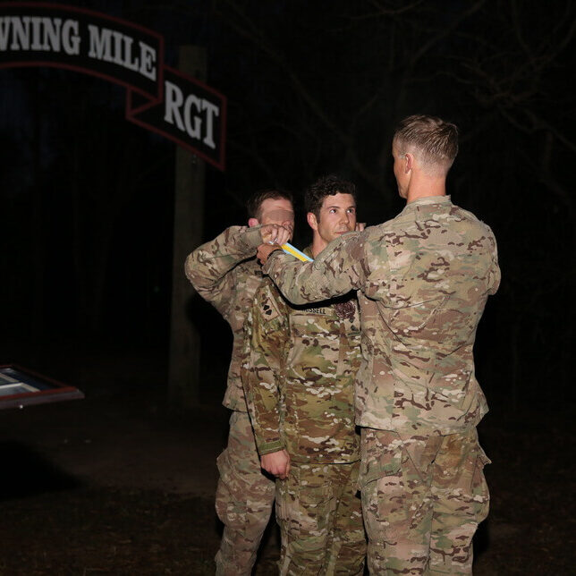 2015 - Fort Benning - Medal and award presentation at 75th Ranger Regiment - after completing the 'Downing Mile' run in uniform.